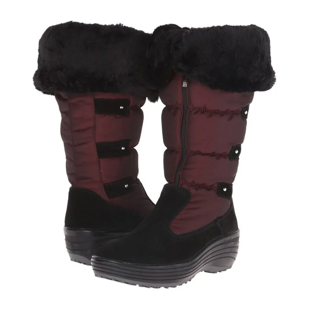 PAJAR Canada New BOOTS Fur Trim Wedge Front Zip Waterproof Winter Women's 10